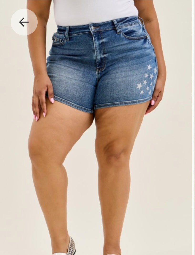 Star-Spangled High-Rise Waist Shorts Judy Blue Plus Size