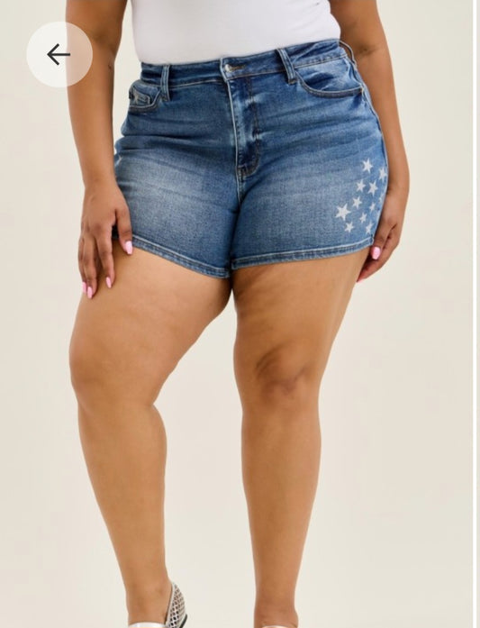 Star-Spangled High-Rise Waist Shorts Judy Blue Plus Size