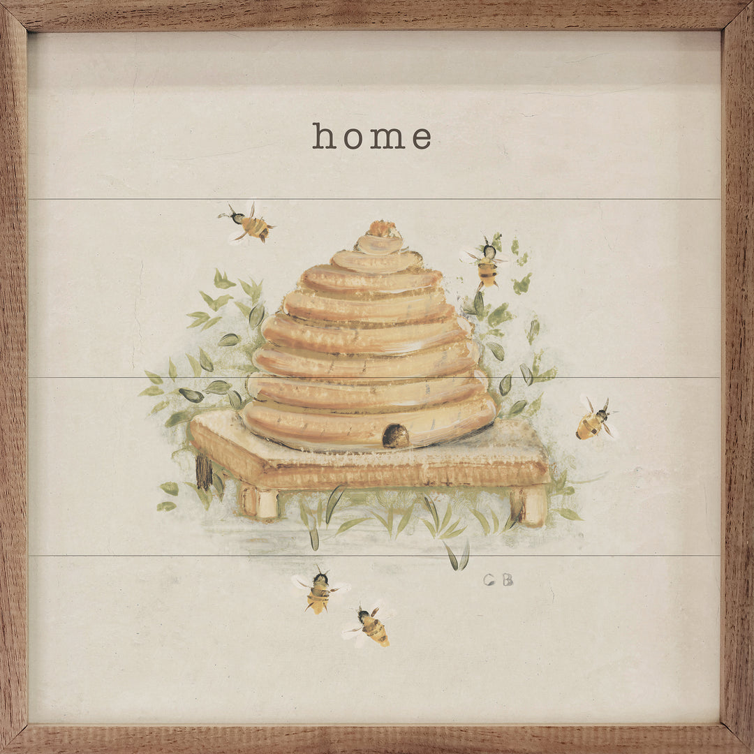 Home is Where The Bees Are 4×4 Wood Shelf Sitter
