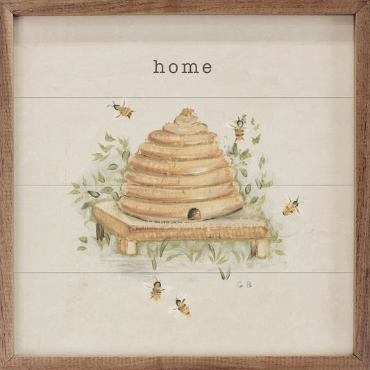 Home is Where The Bees Are 4×4 Wood Shelf Sitter