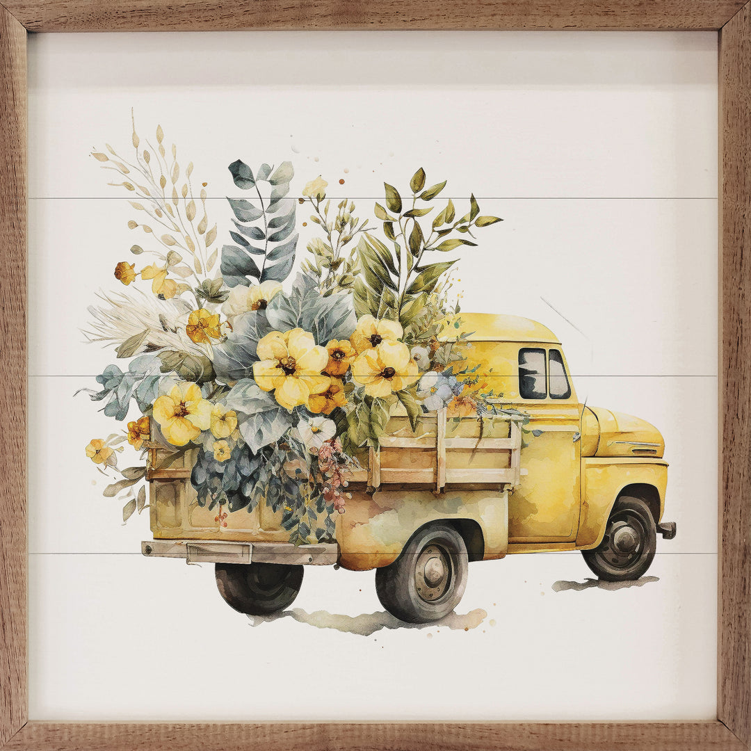 Summer Nostalgia Yellow Truck 8×8 Wall Decor